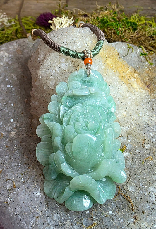 Jade Flower Pendant Necklace