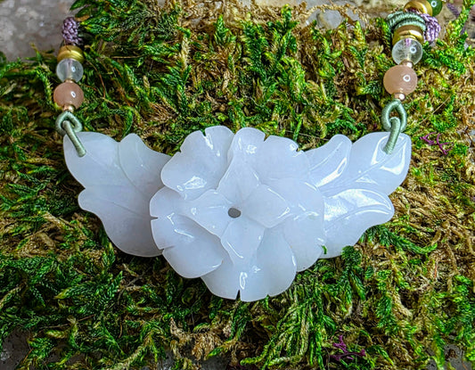 Lavender Jade Flower Pendant Necklace