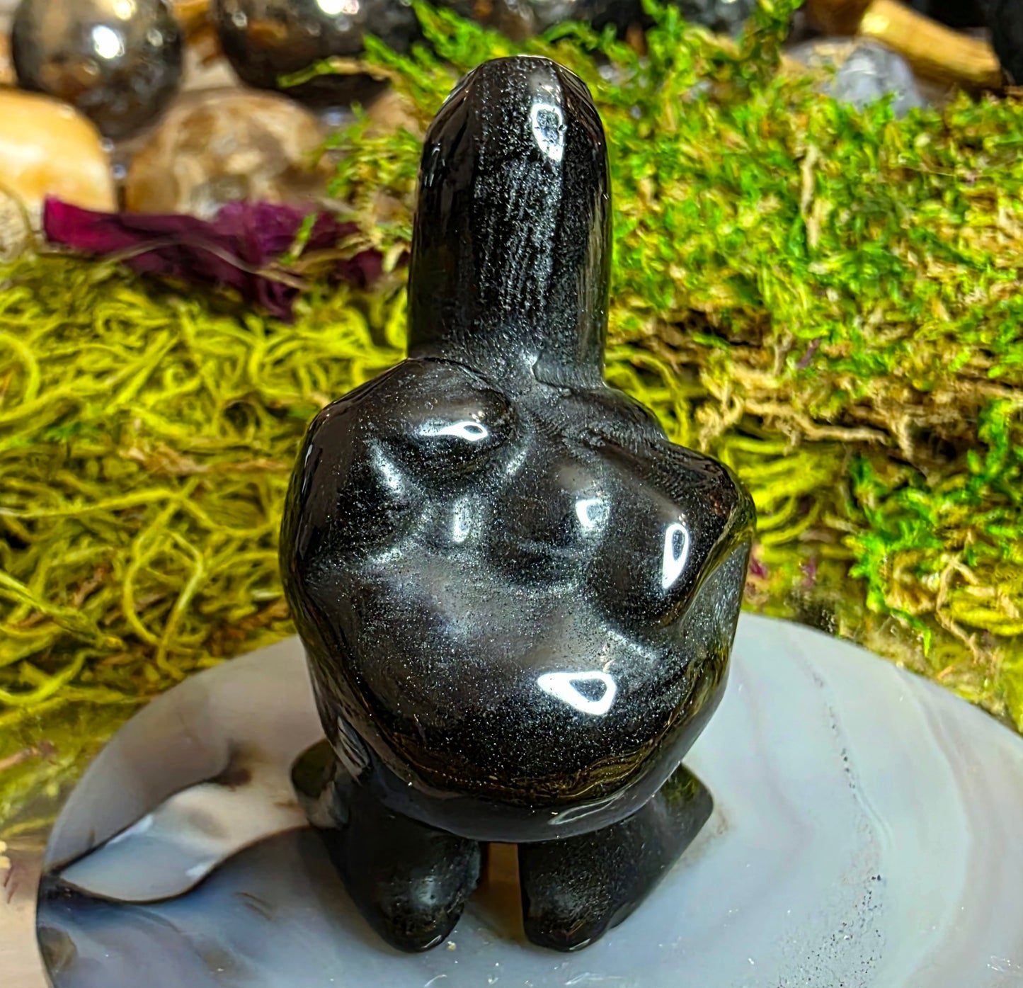"The Bird" Black Obsidian Carving