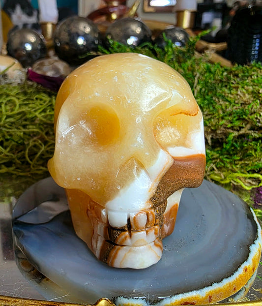 Orange Calcite Skull B