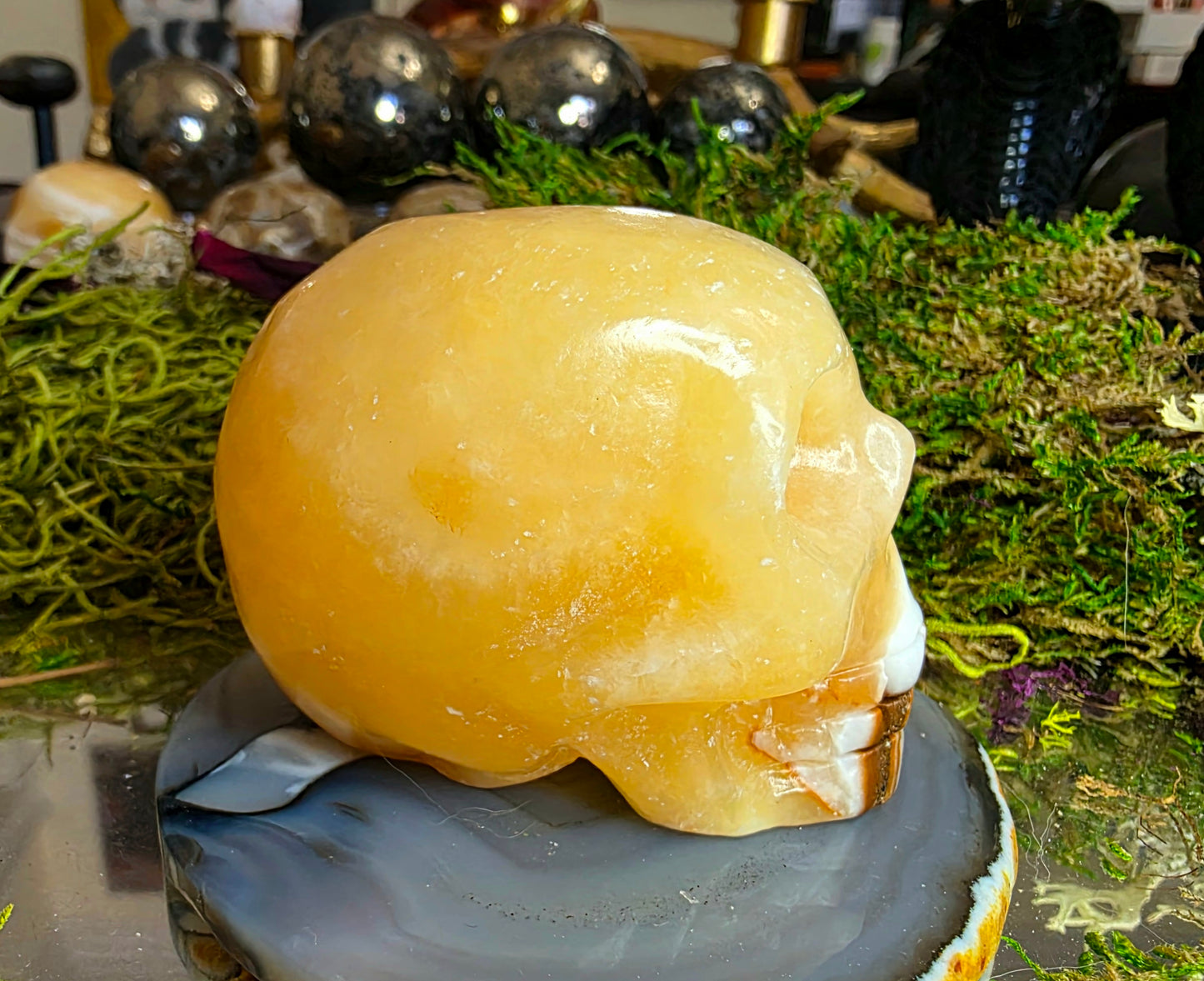 Orange Calcite Skull B