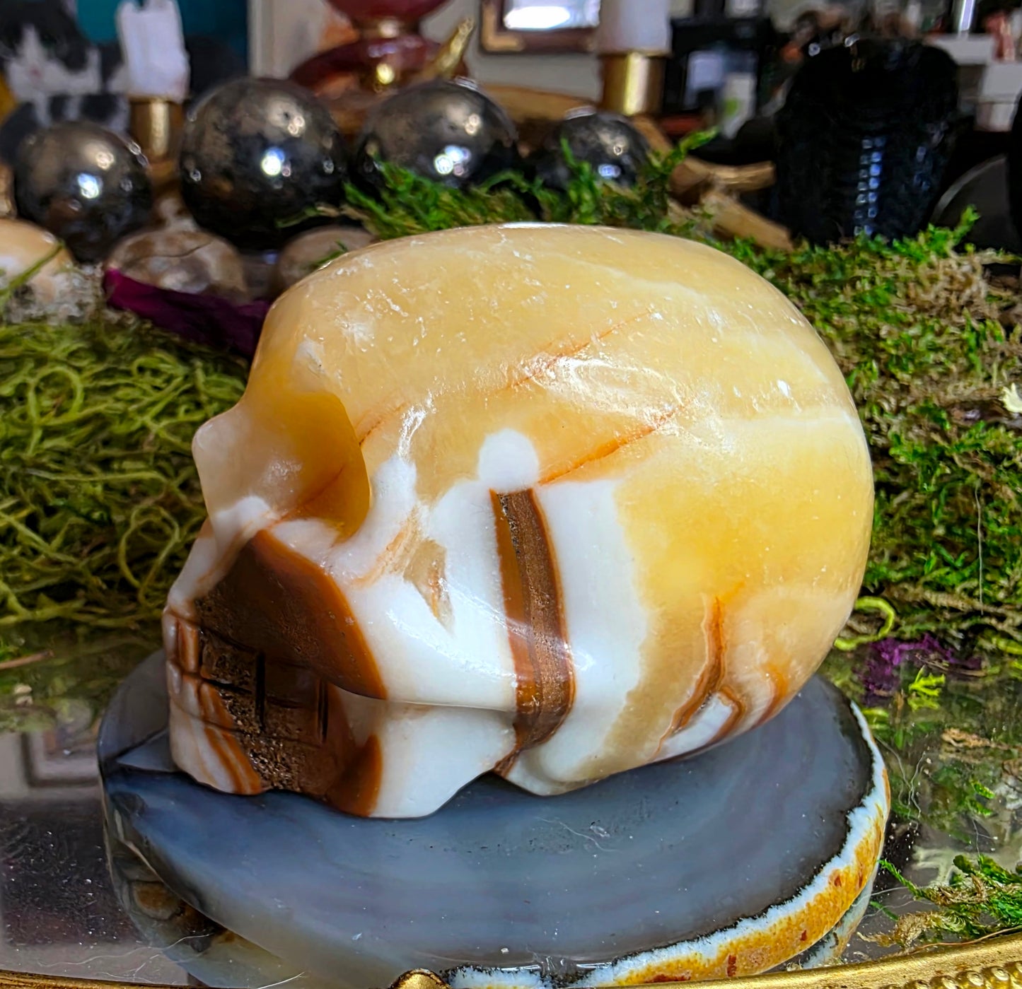 Orange Calcite Skull B
