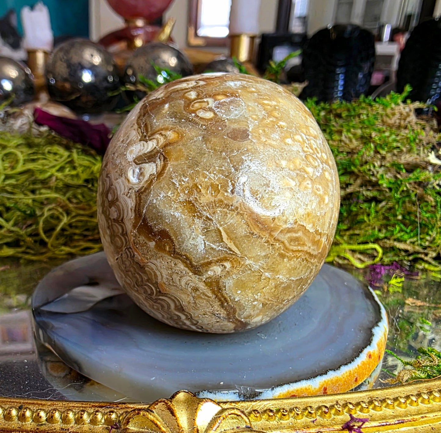Chocolate Calcite Skull B