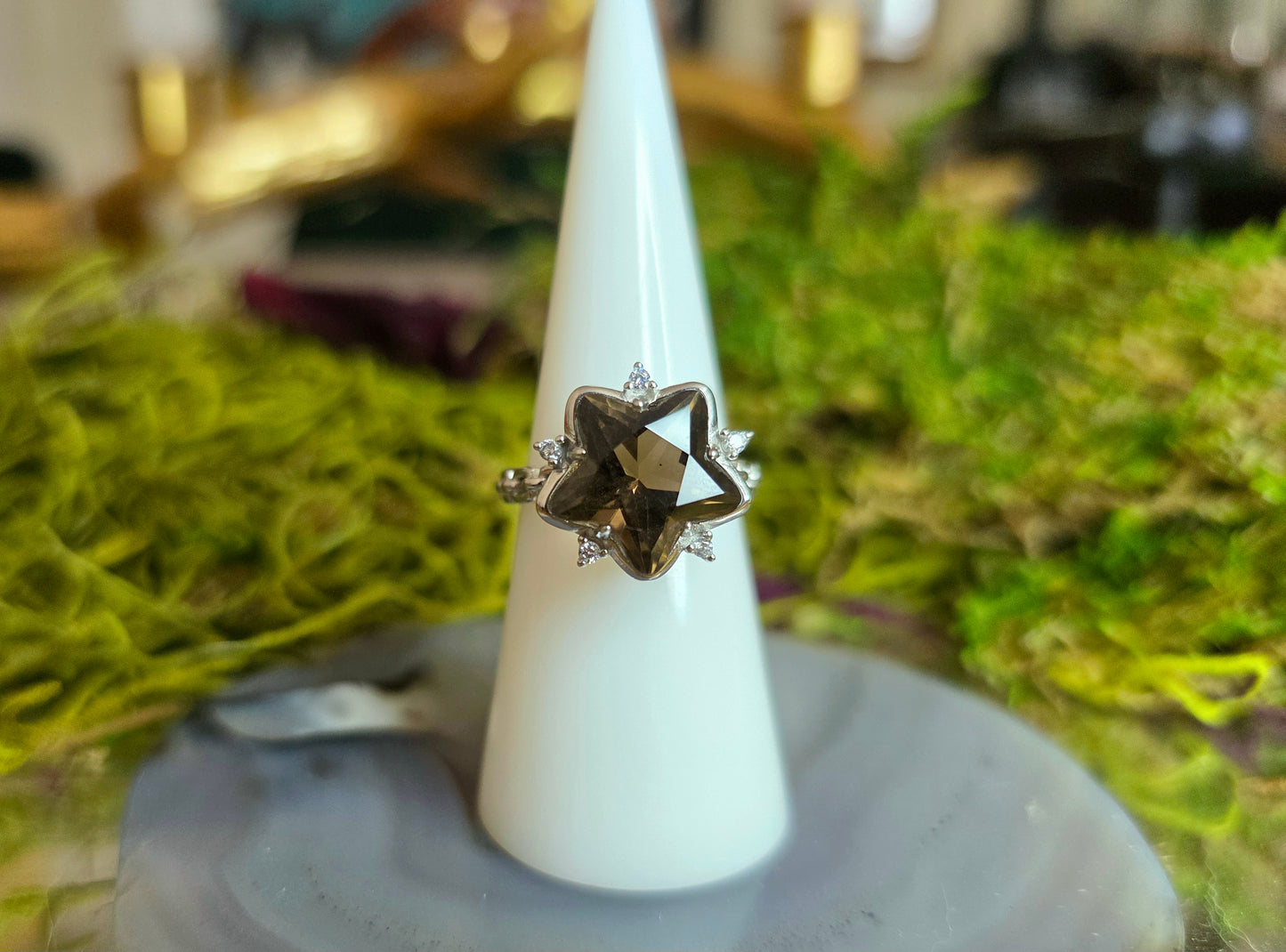 Smokey Quartz Star Ring