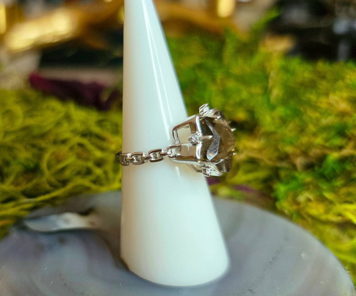Smokey Quartz Star Ring