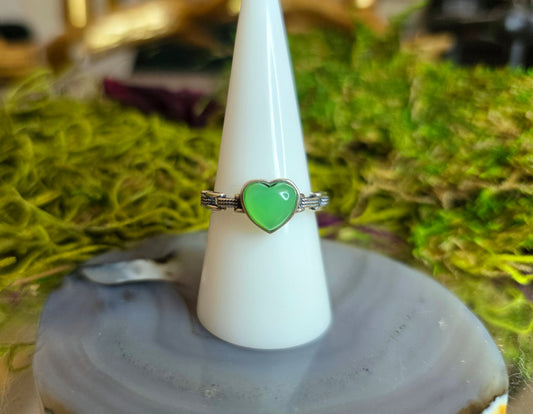 Chrysoprase Heart Ring