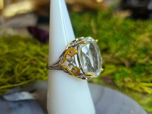 Faceted Clear Quartz Ring