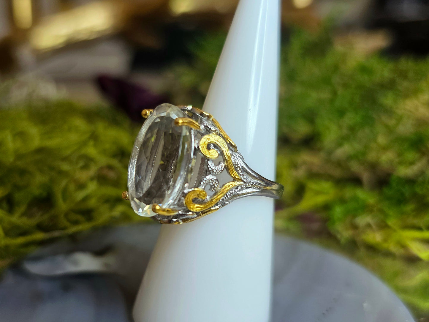 Faceted Clear Quartz Ring