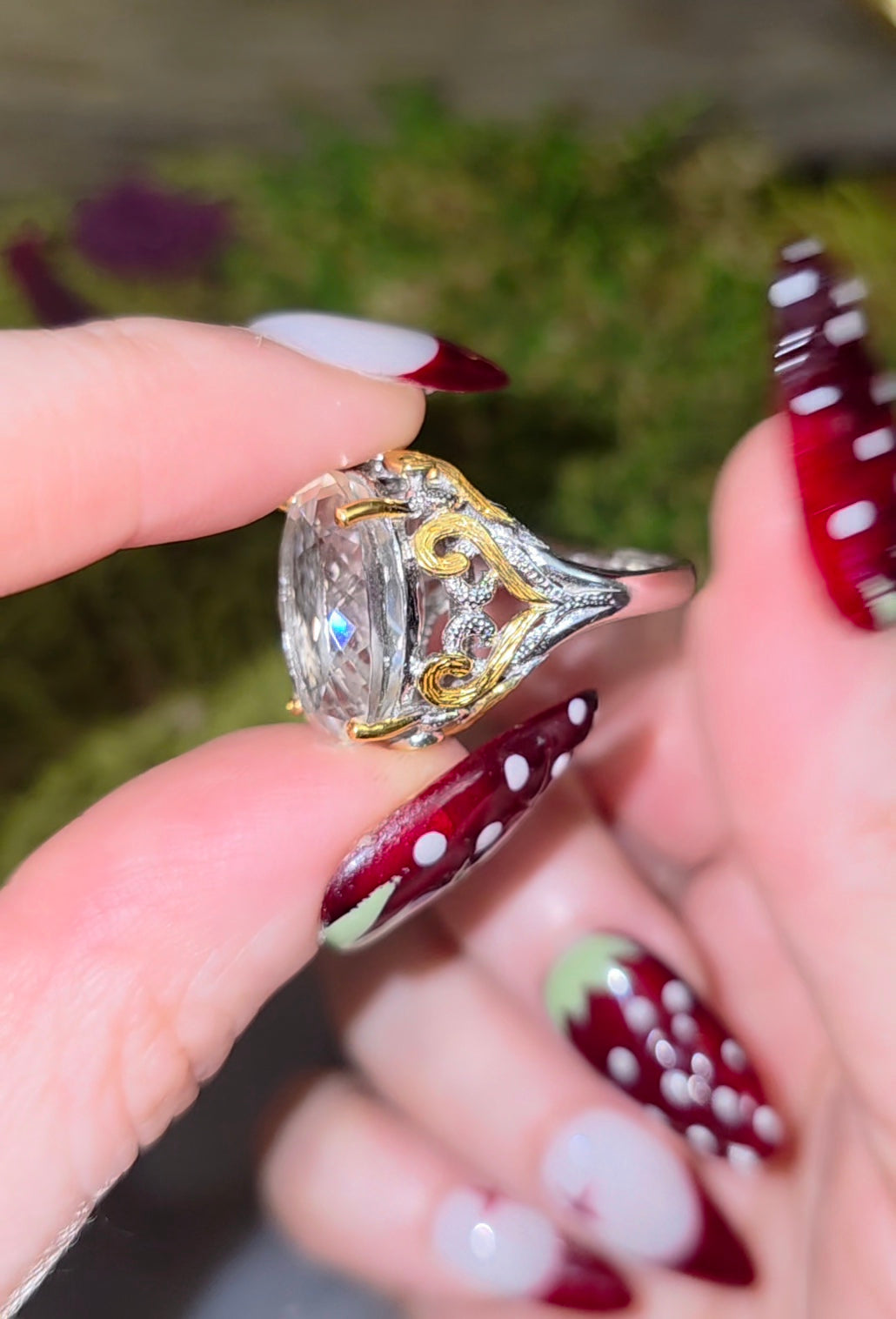 Faceted Clear Quartz Ring