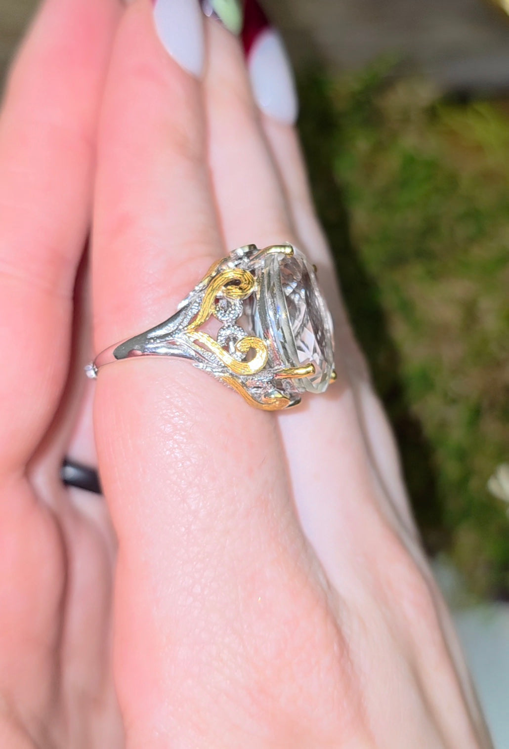 Faceted Clear Quartz Ring