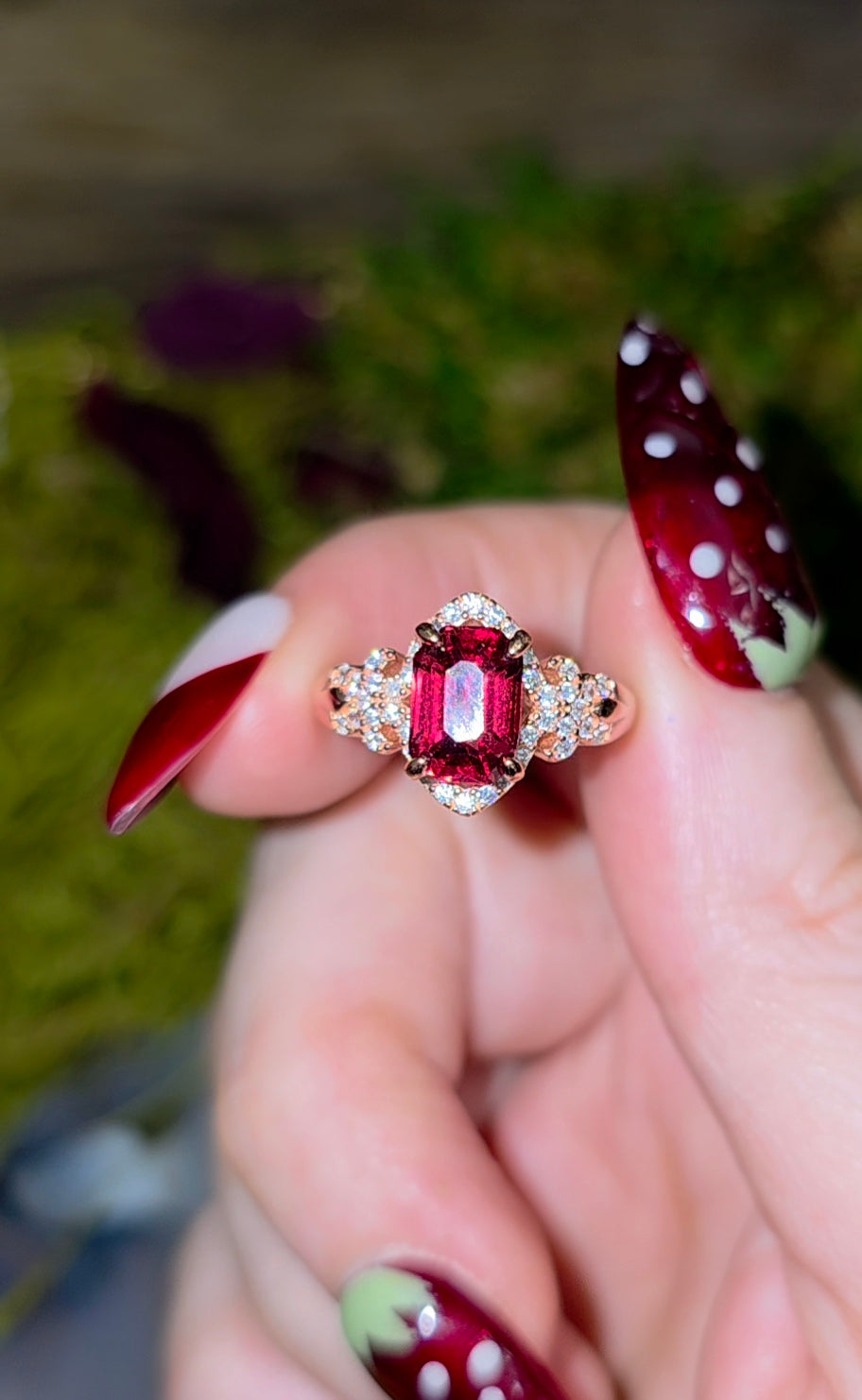 Faceted Garnet in Rose Gold Ring