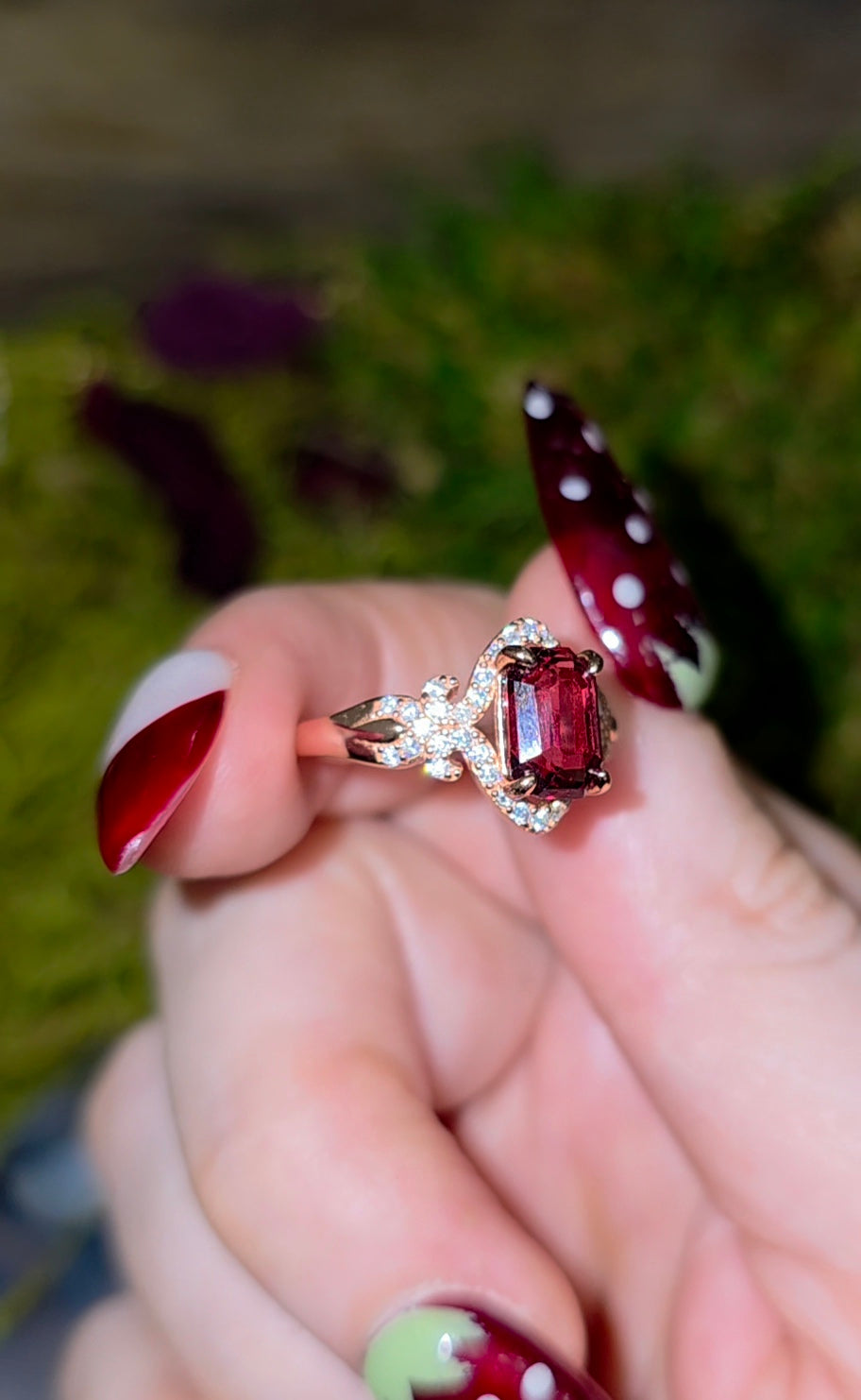 Faceted Garnet in Rose Gold Ring