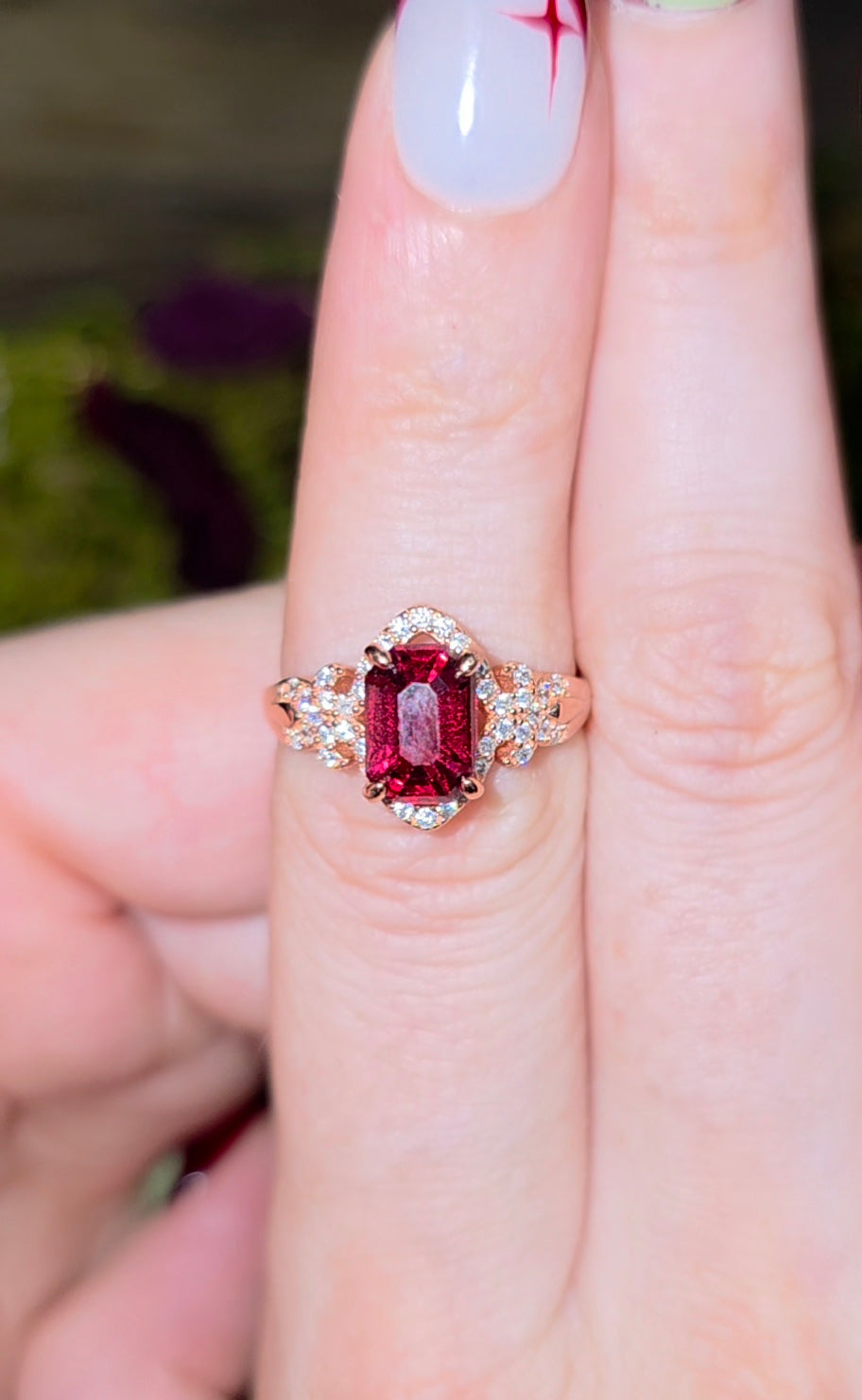 Faceted Garnet in Rose Gold Ring