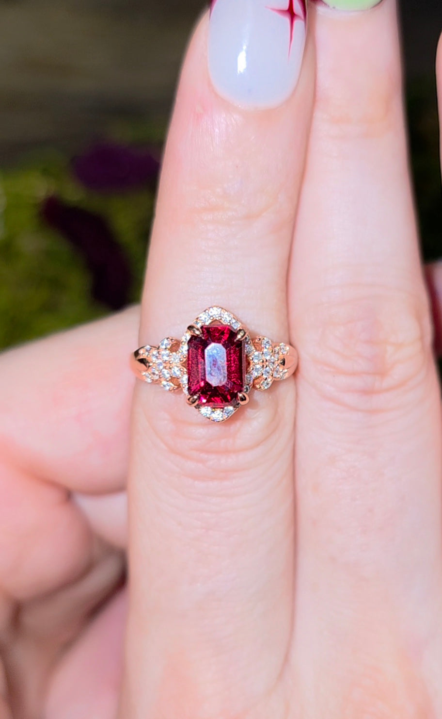 Faceted Garnet in Rose Gold Ring