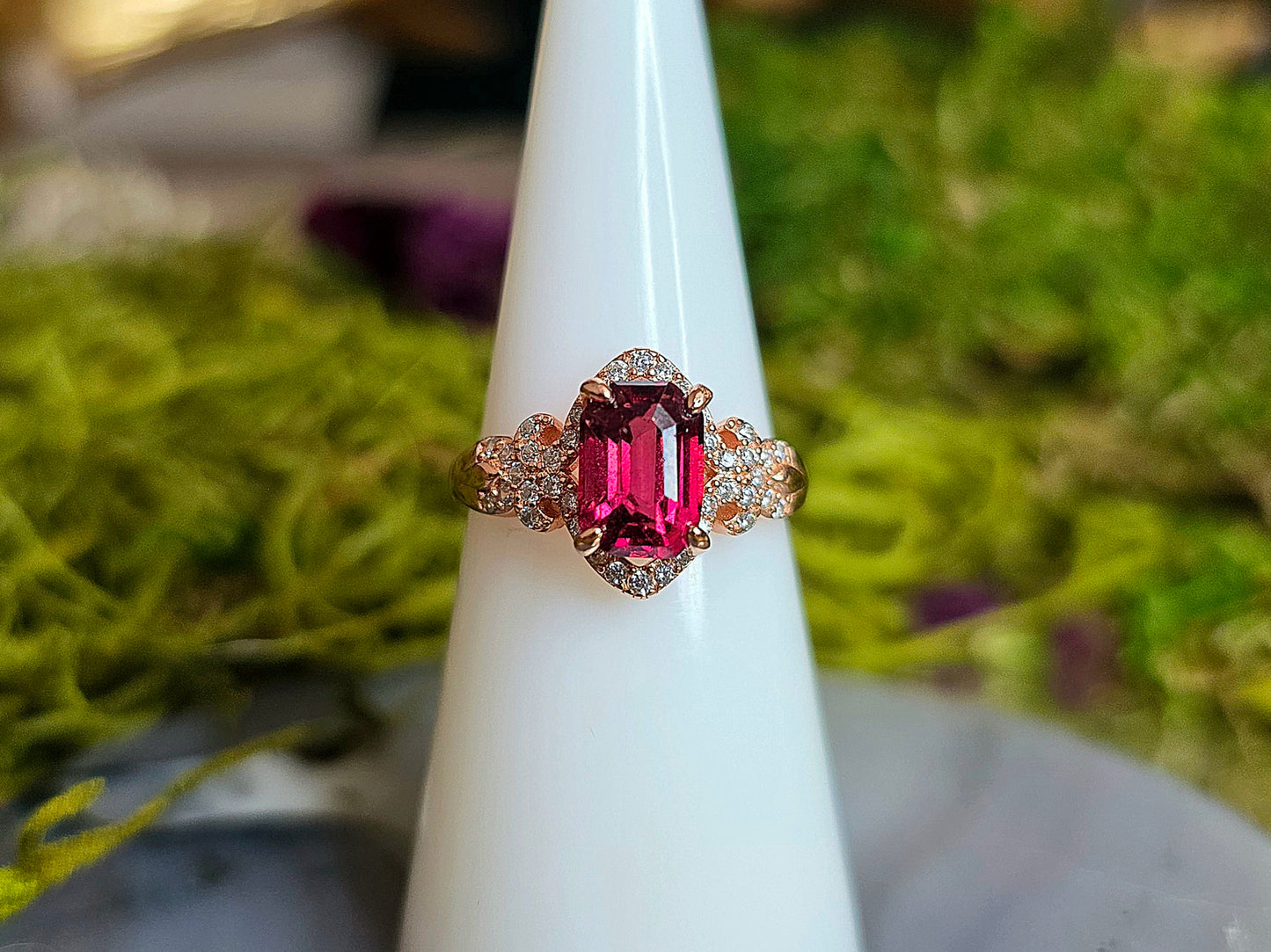 Faceted Garnet in Rose Gold Ring