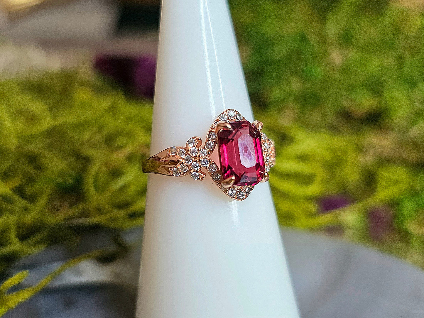 Faceted Garnet in Rose Gold Ring