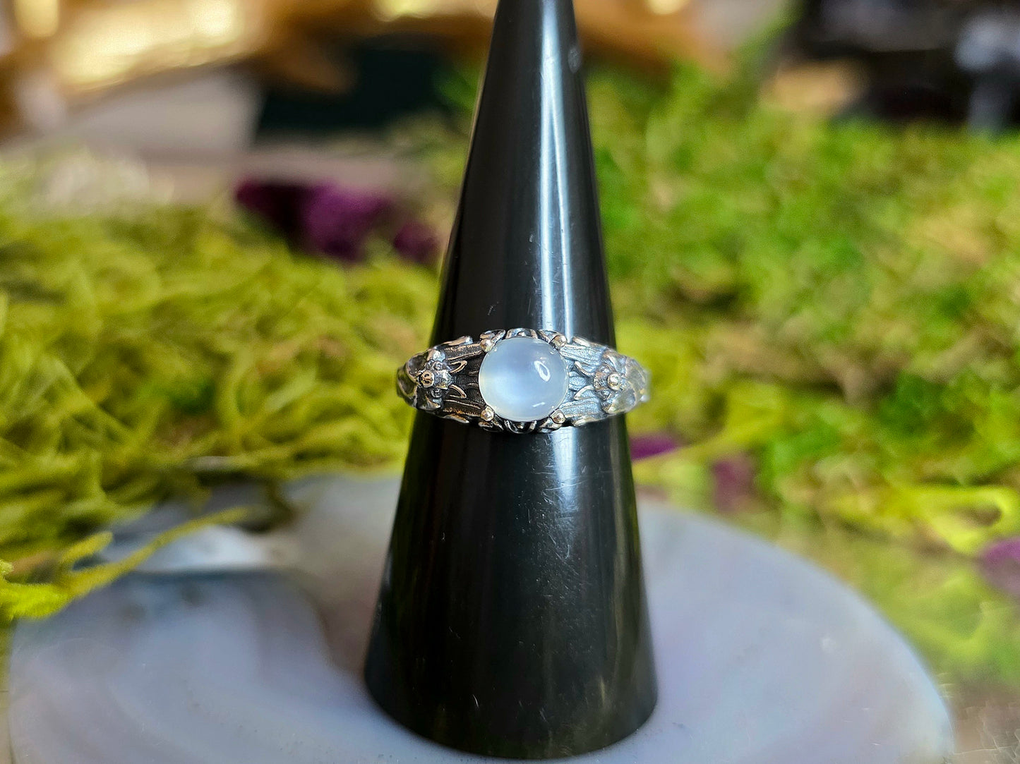 White Moonstone Vampire Ring