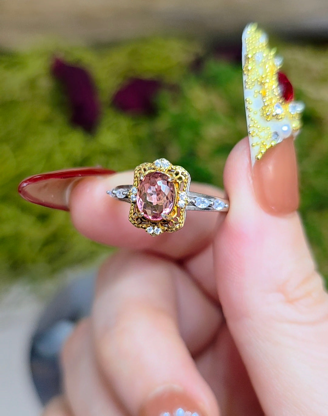 Pink Tourmaline Princess Ring