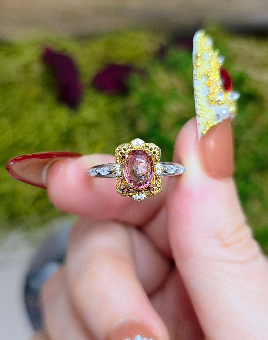 Pink Tourmaline Princess Ring