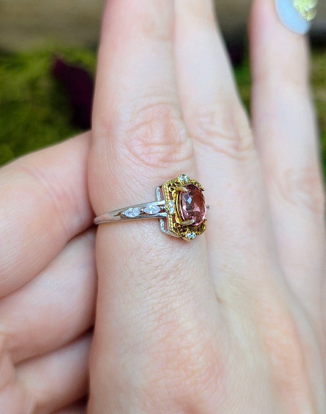 Pink Tourmaline Princess Ring