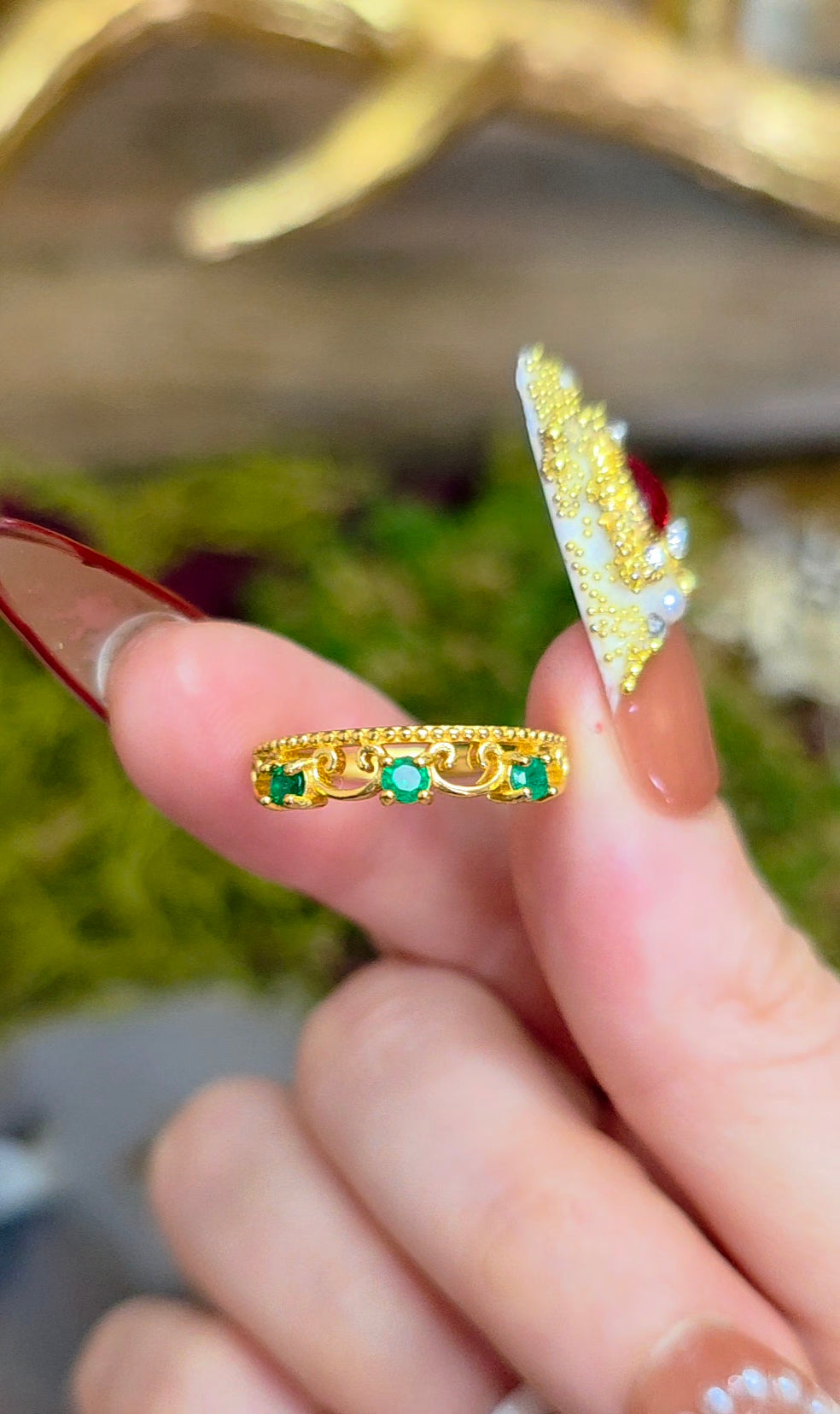 Emerald Triplet Ring
