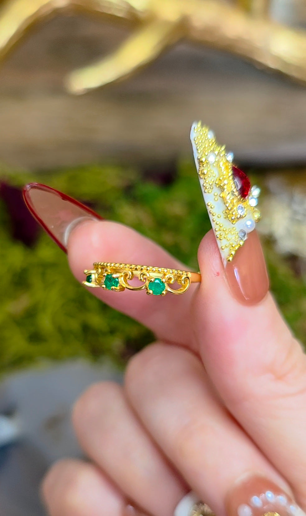 Emerald Triplet Ring