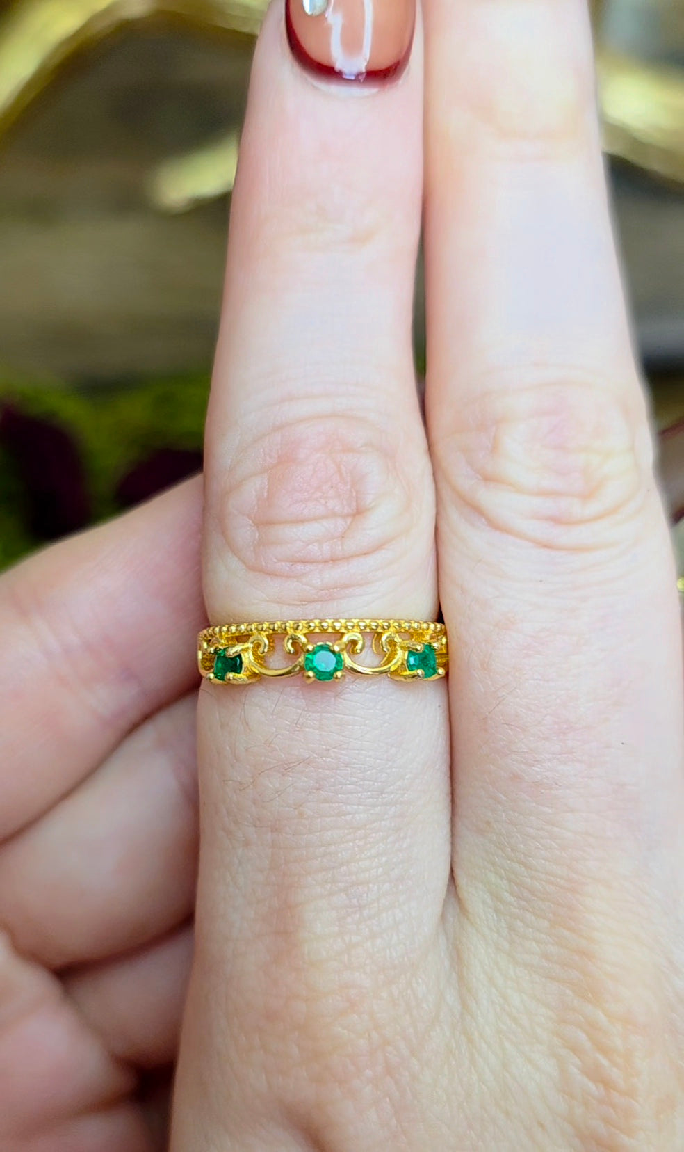 Emerald Triplet Ring
