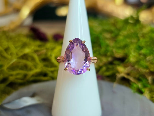 Rose Gold Amethyst Teardrop Ring
