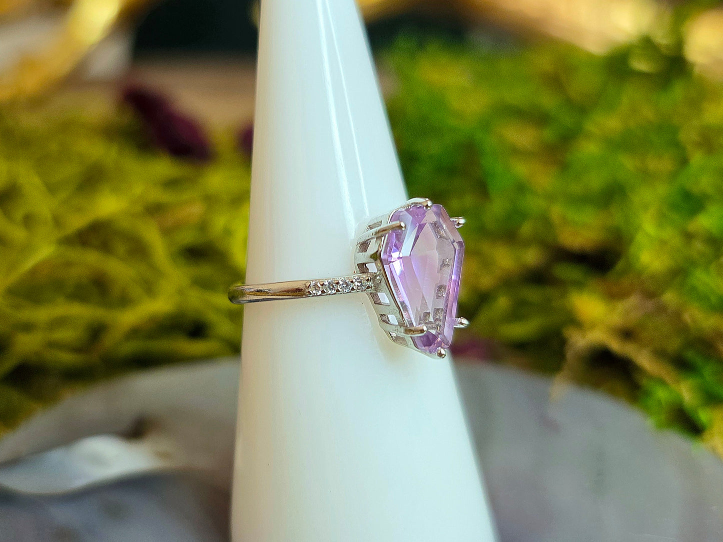 Amethyst Coffin Ring A