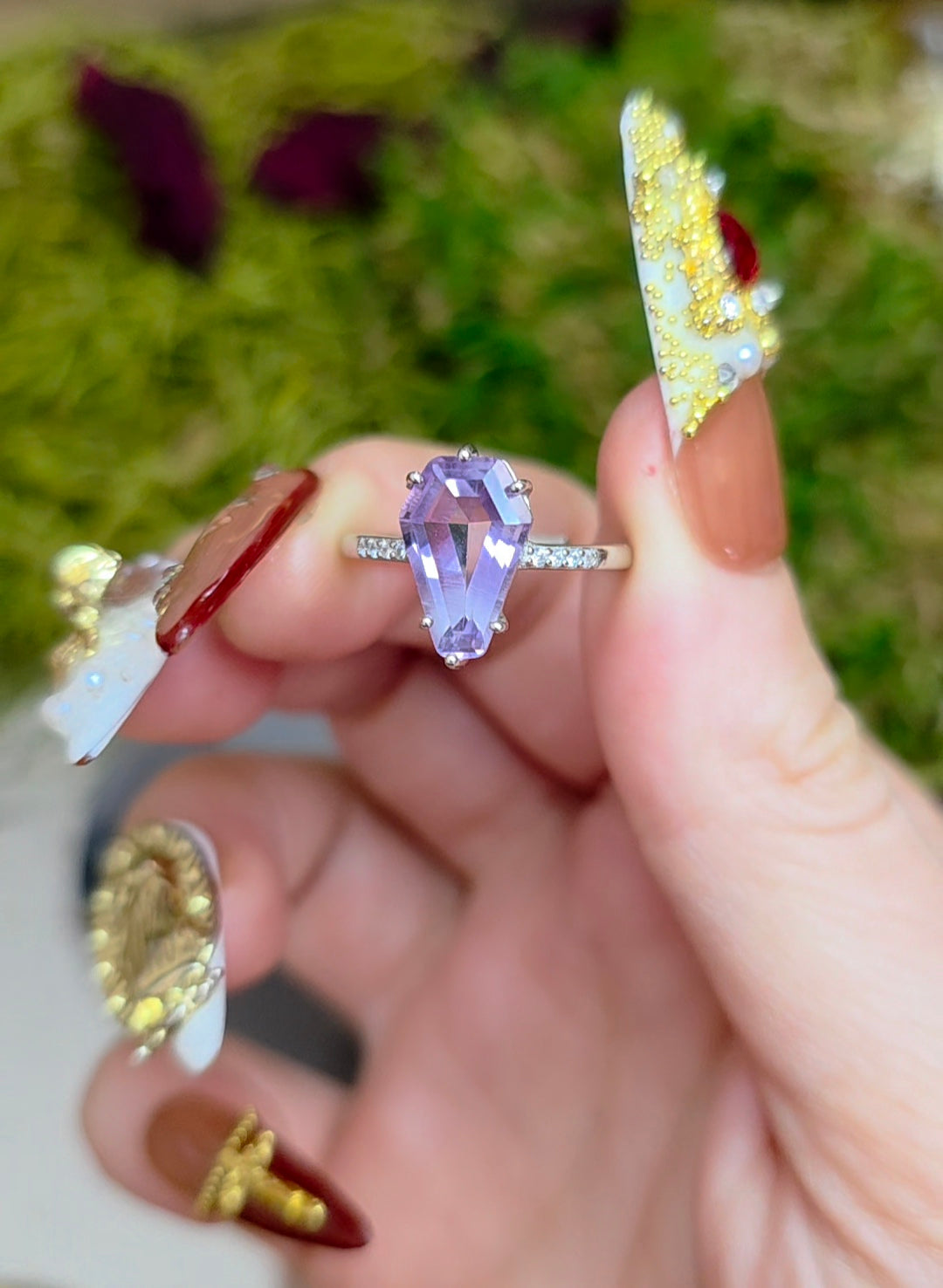 Amethyst Coffin Ring A