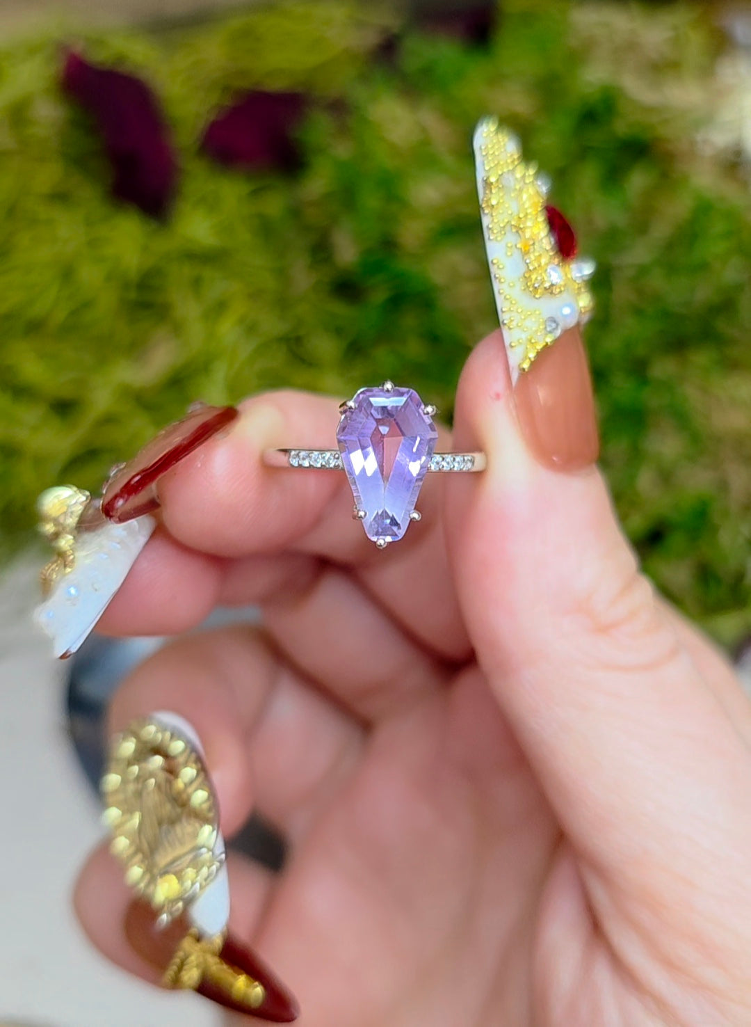 Amethyst Coffin Ring A