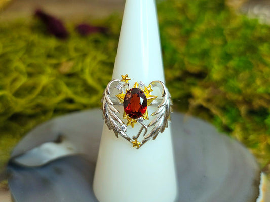 Red Garnet Angelic Ring