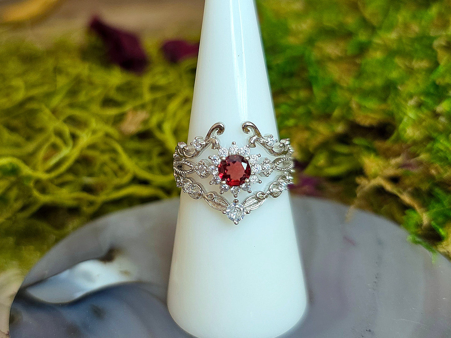Ornate Garnet Ring