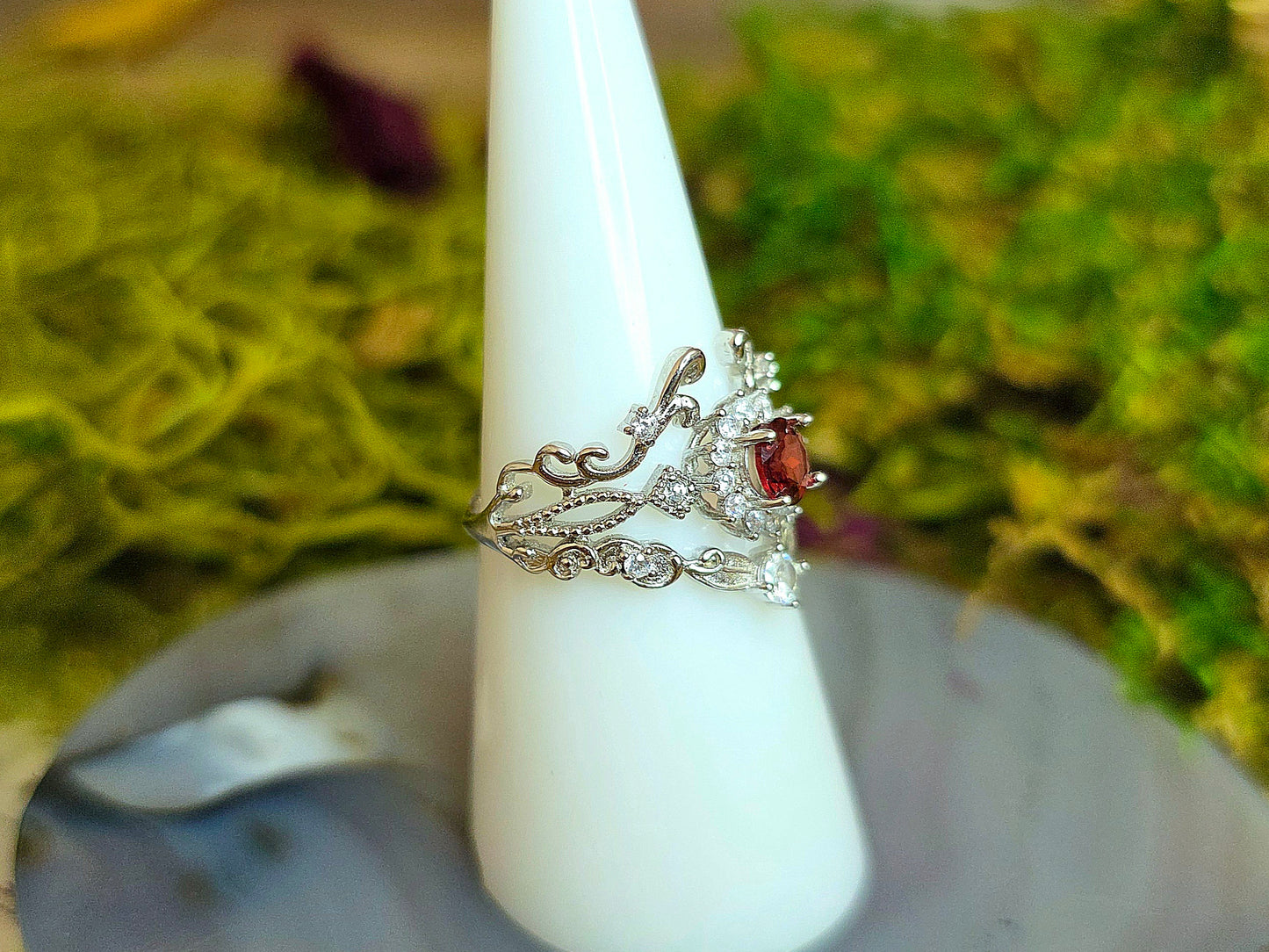 Ornate Garnet Ring