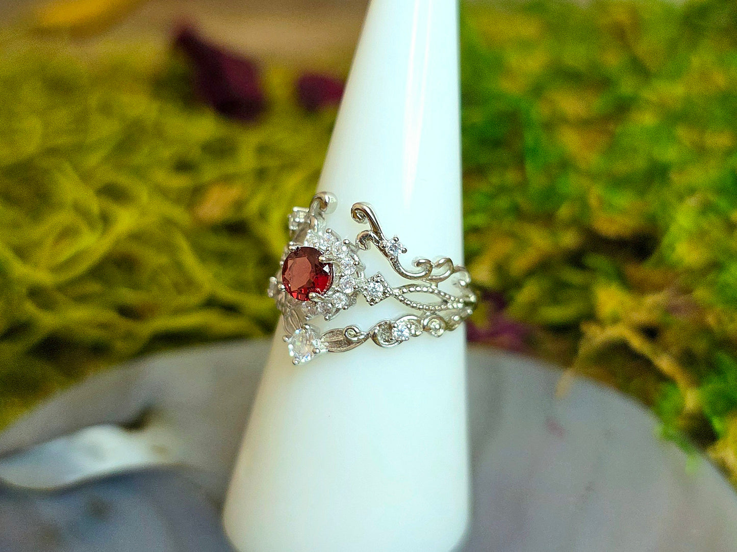 Ornate Garnet Ring