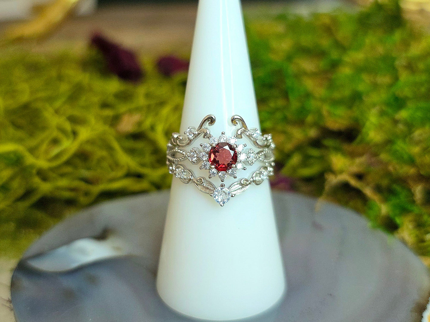 Ornate Garnet Ring