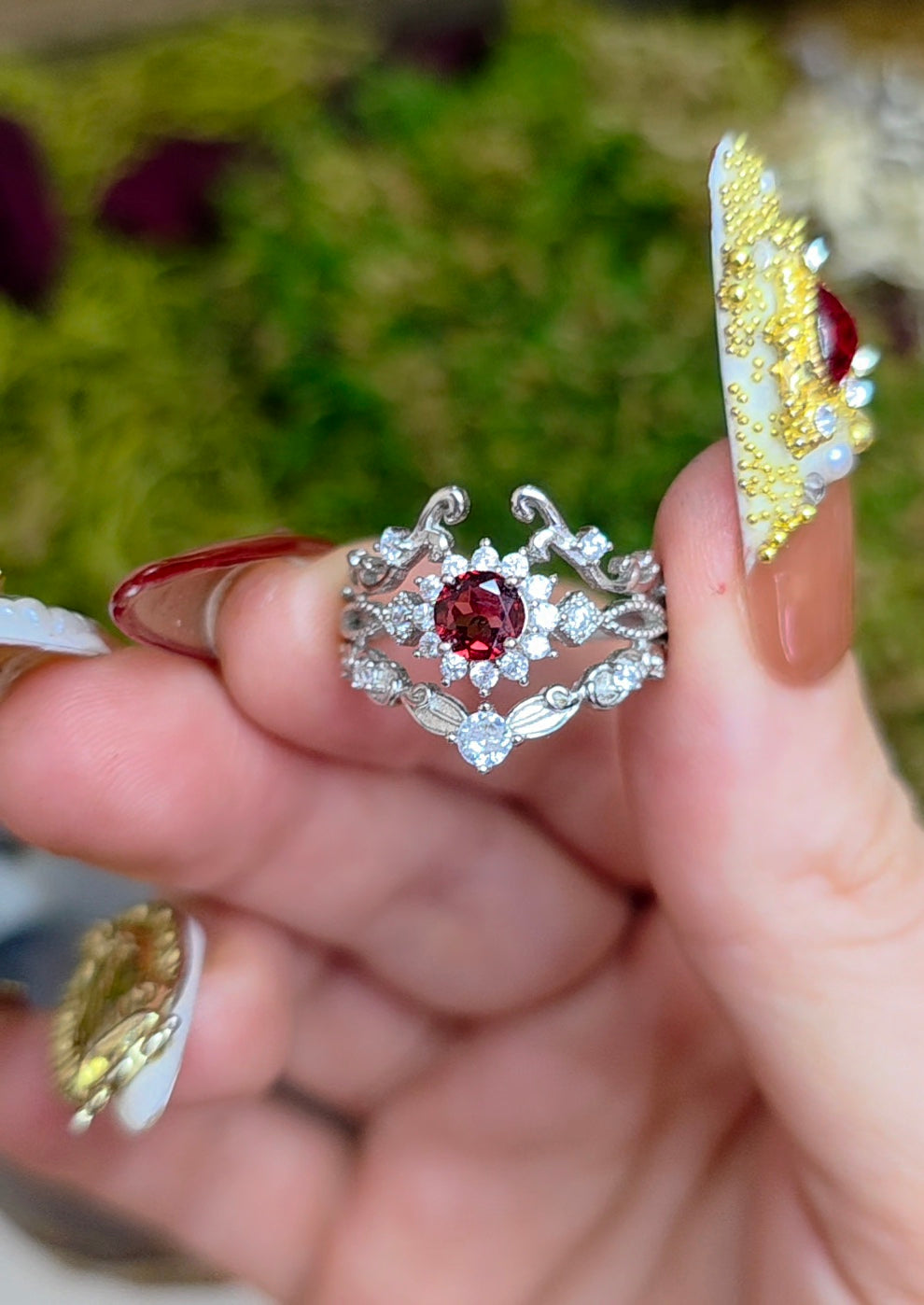 Ornate Garnet Ring