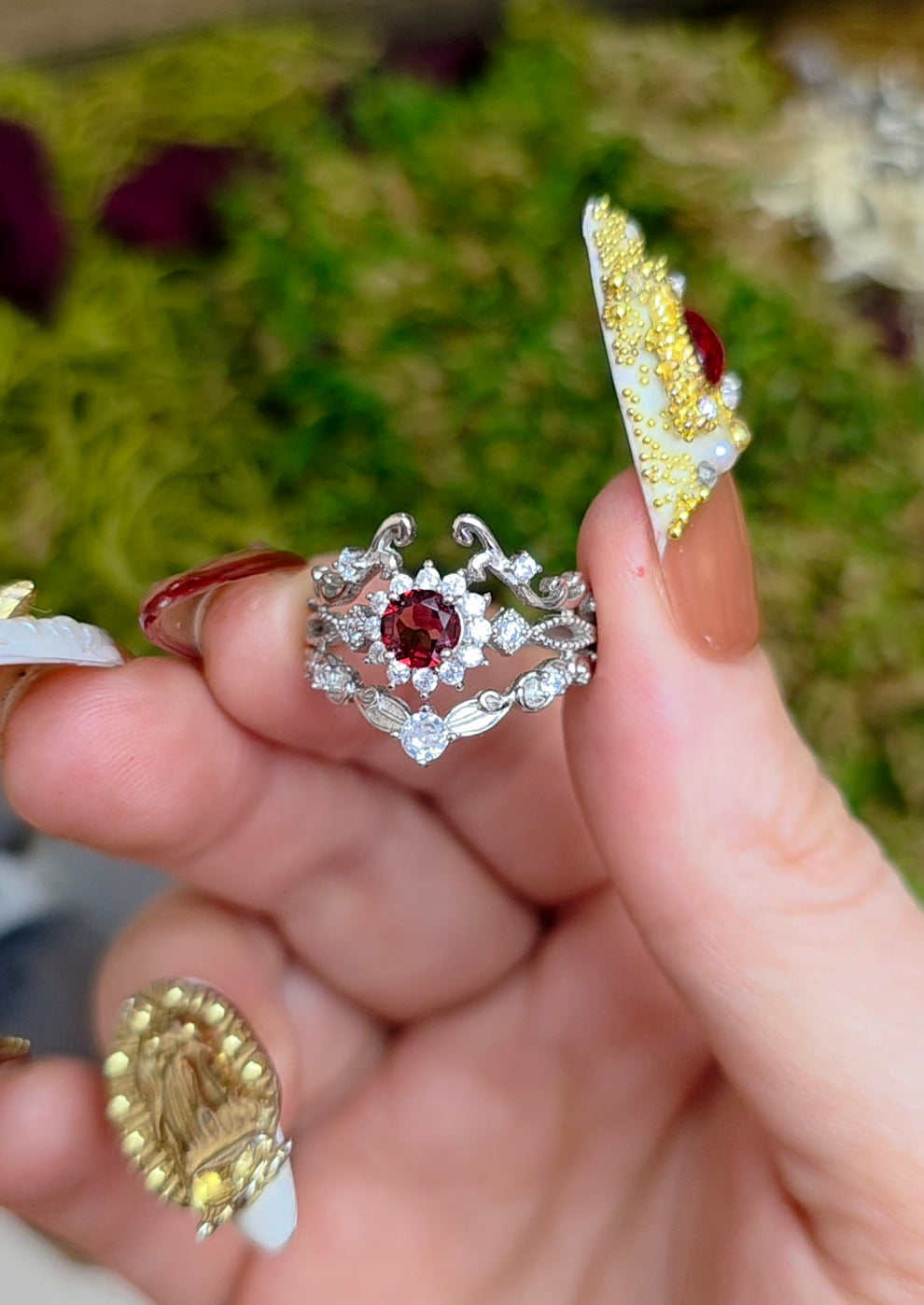 Ornate Garnet Ring
