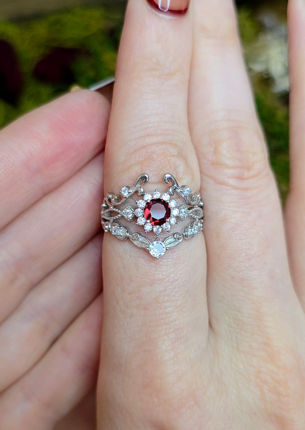 Ornate Garnet Ring