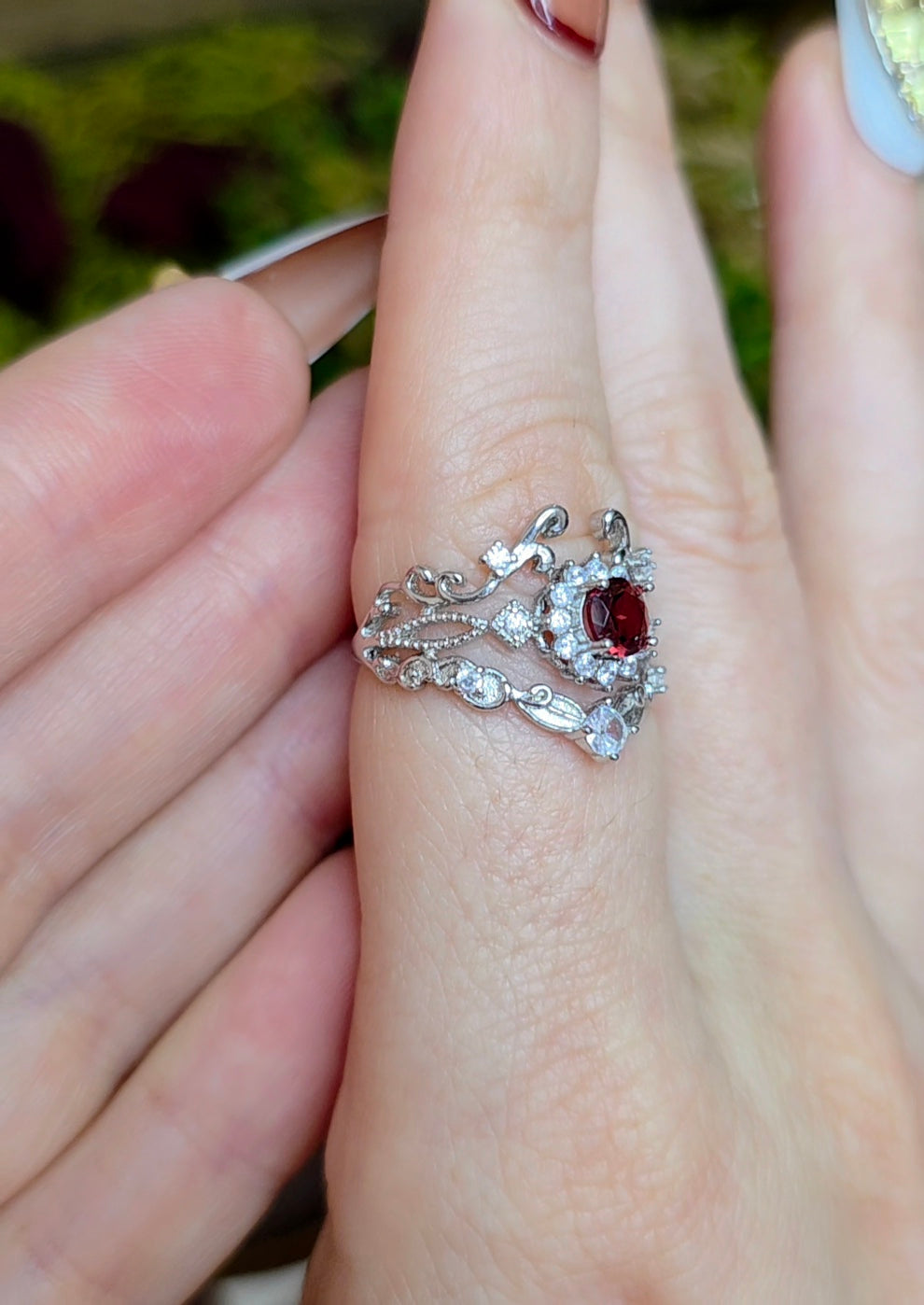 Ornate Garnet Ring