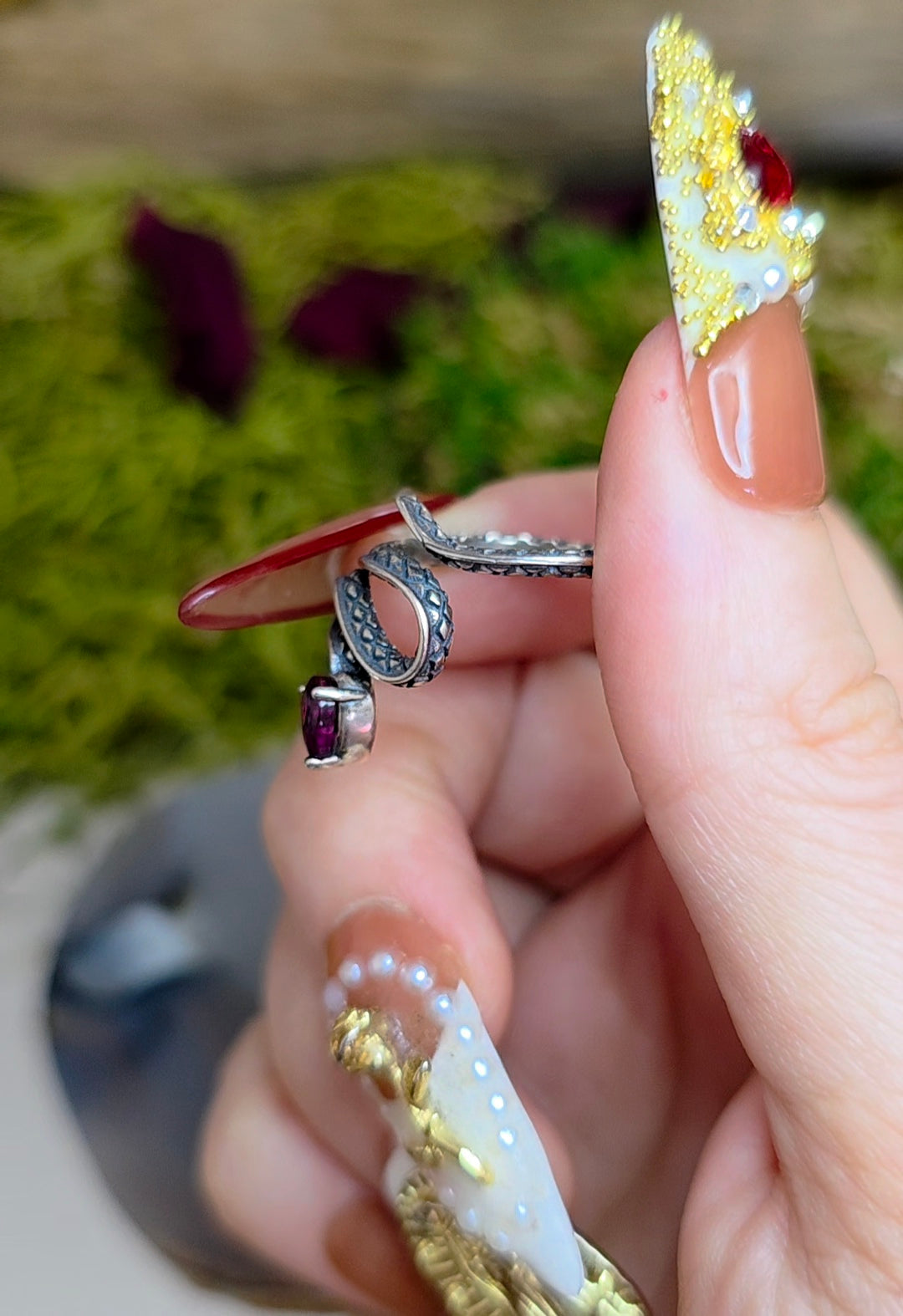 Purple Garnet Snake Ring B