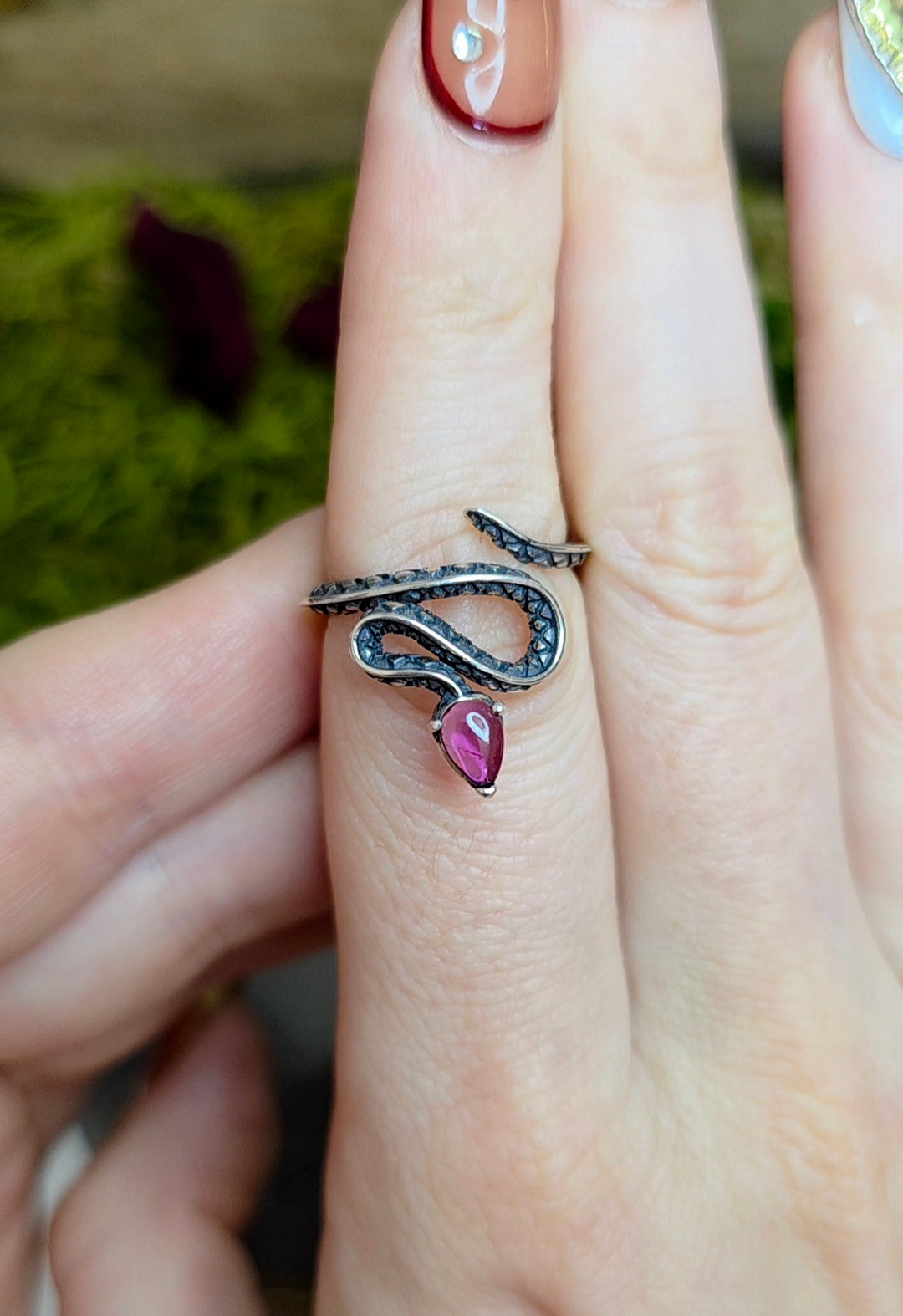 Purple Garnet Snake Ring B