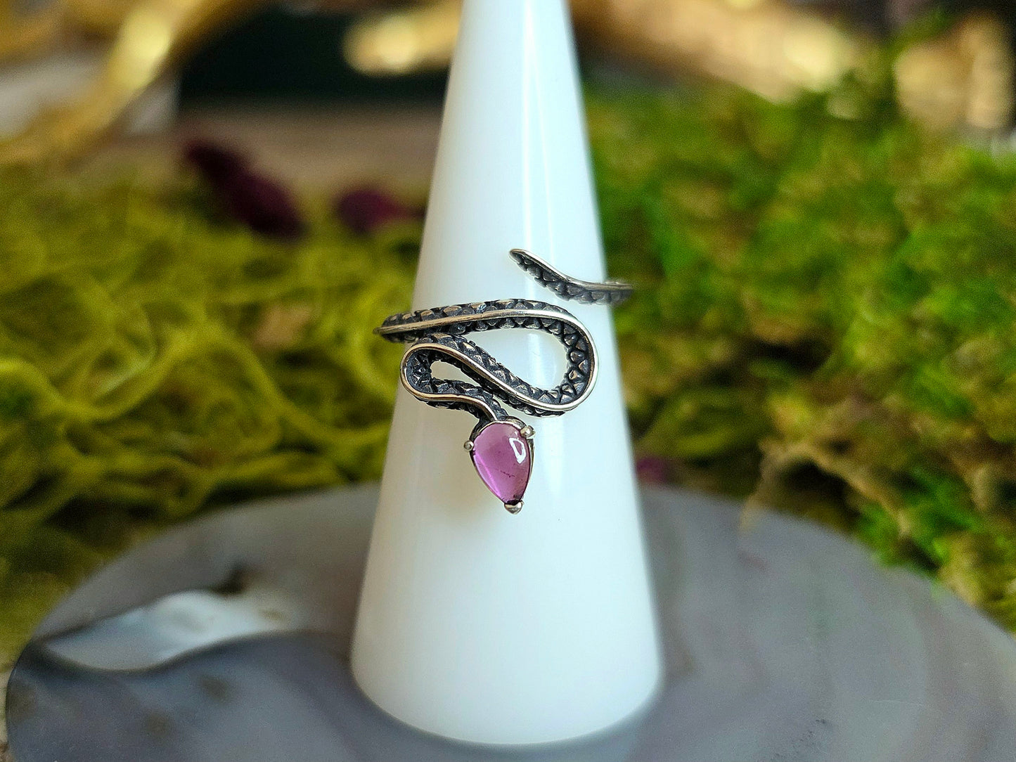 Purple Garnet Snake Ring B