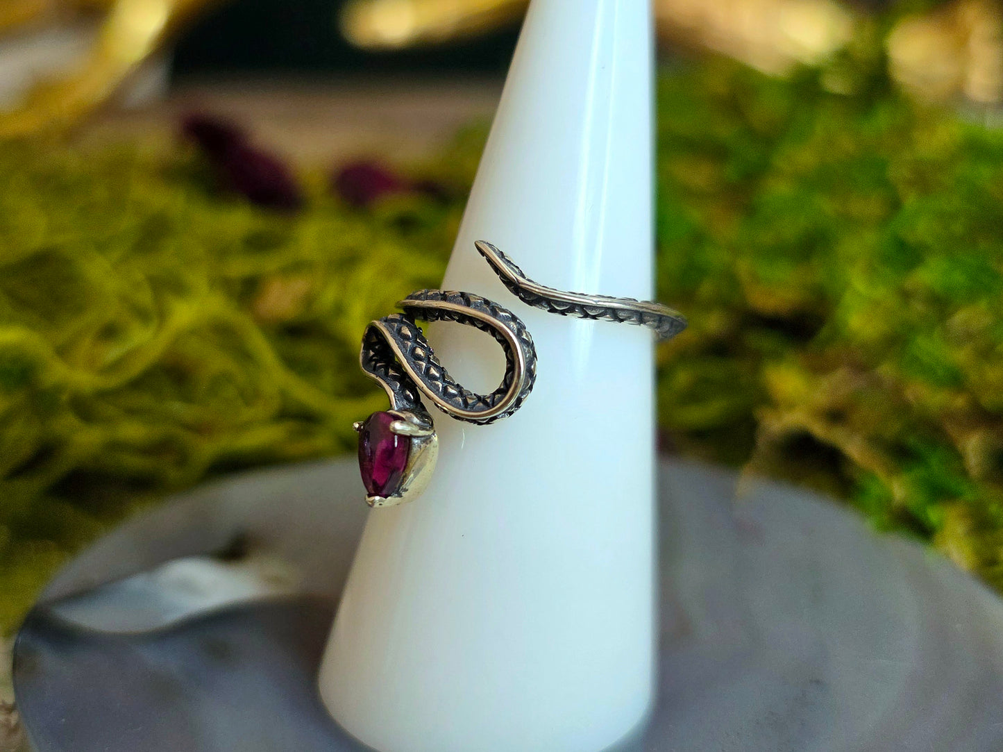 Purple Garnet Snake Ring B