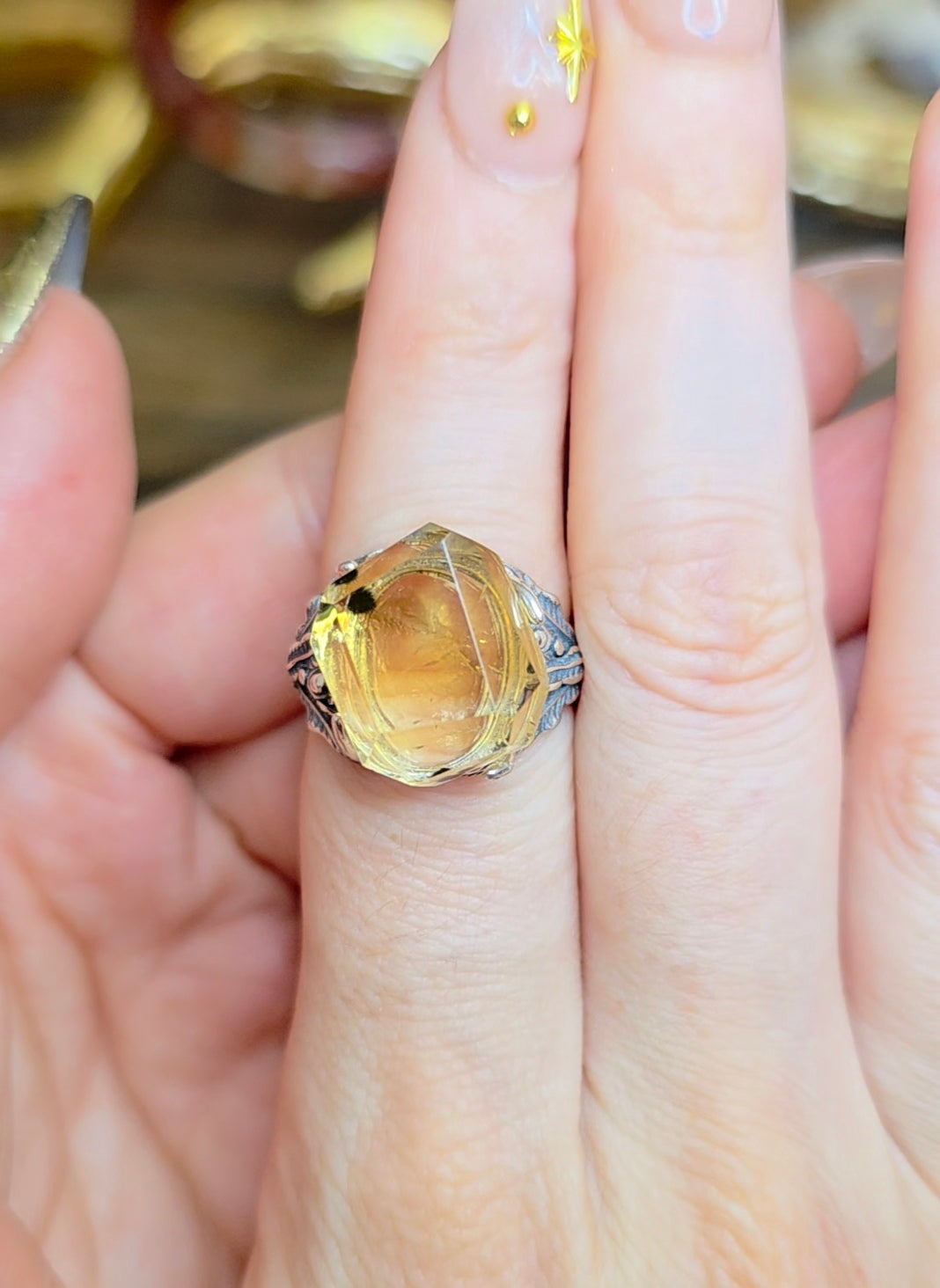 Citrine with Hollandite Ring C