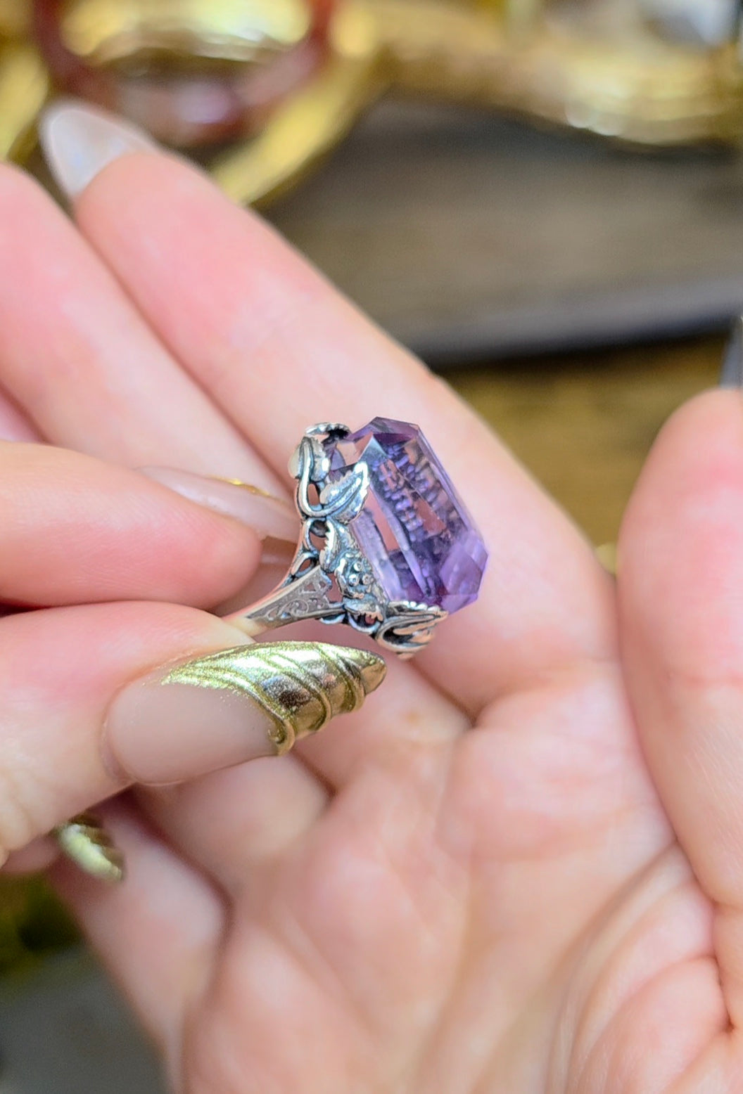 Hollandite in Amethyst Ring A