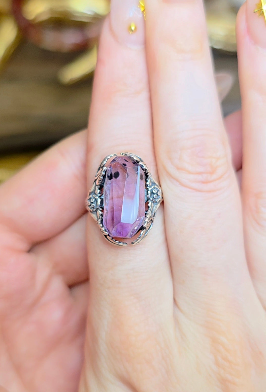 Hollandite in Amethyst Ring A