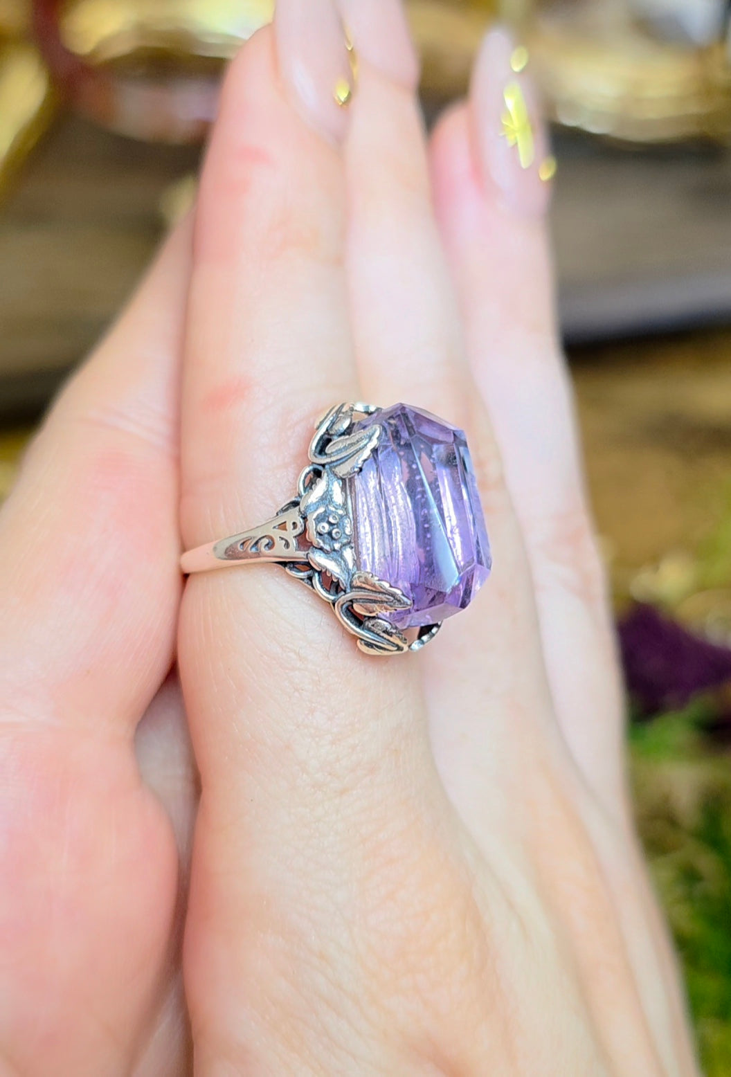 Hollandite in Amethyst Ring A