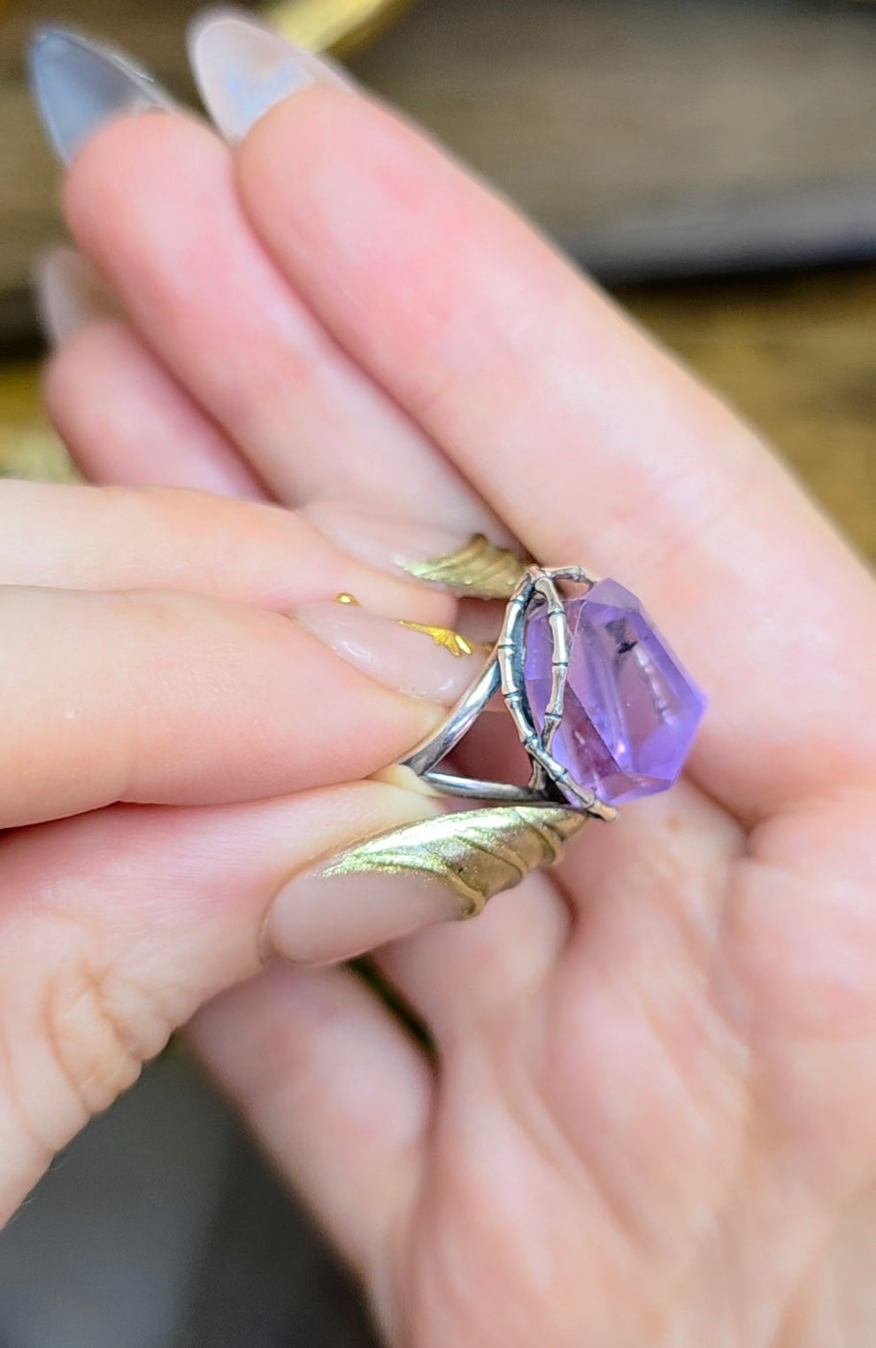 Hollandite in Amethyst Ring B