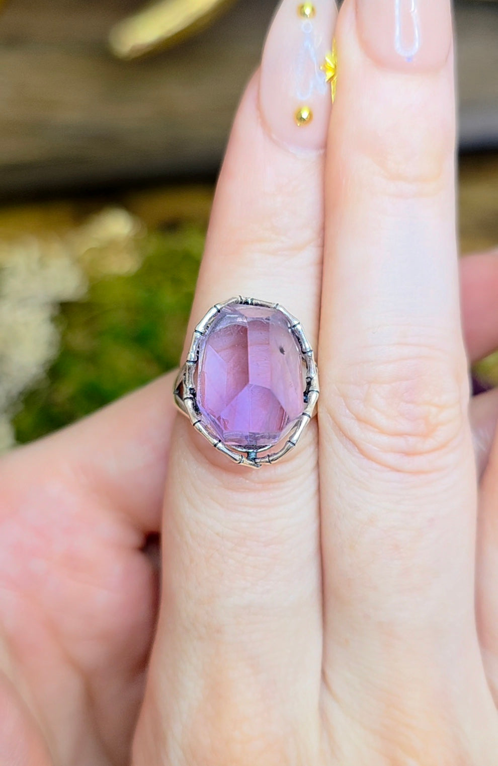 Hollandite in Amethyst Ring B